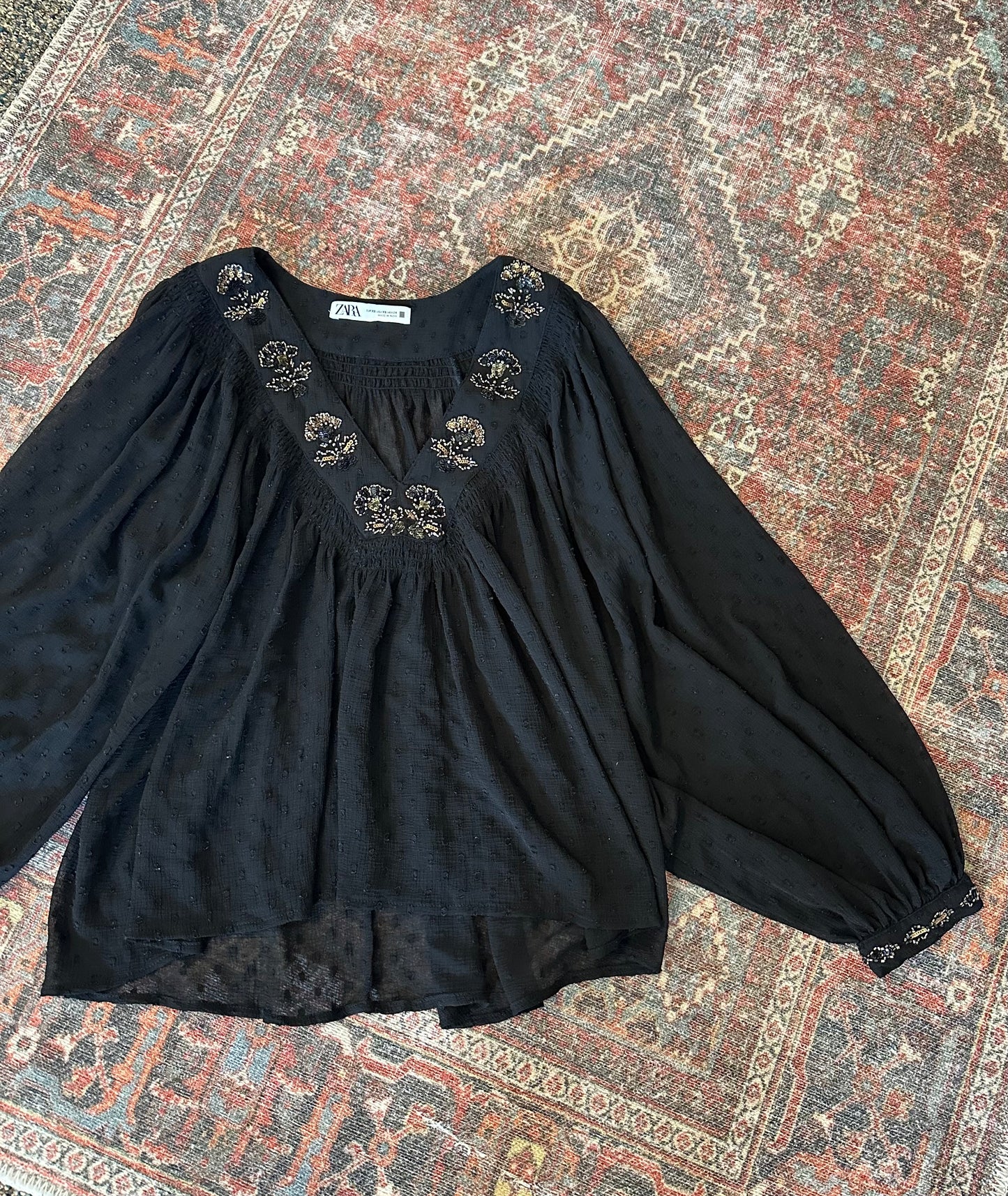 Zara Mesh Puff Sleeve Top