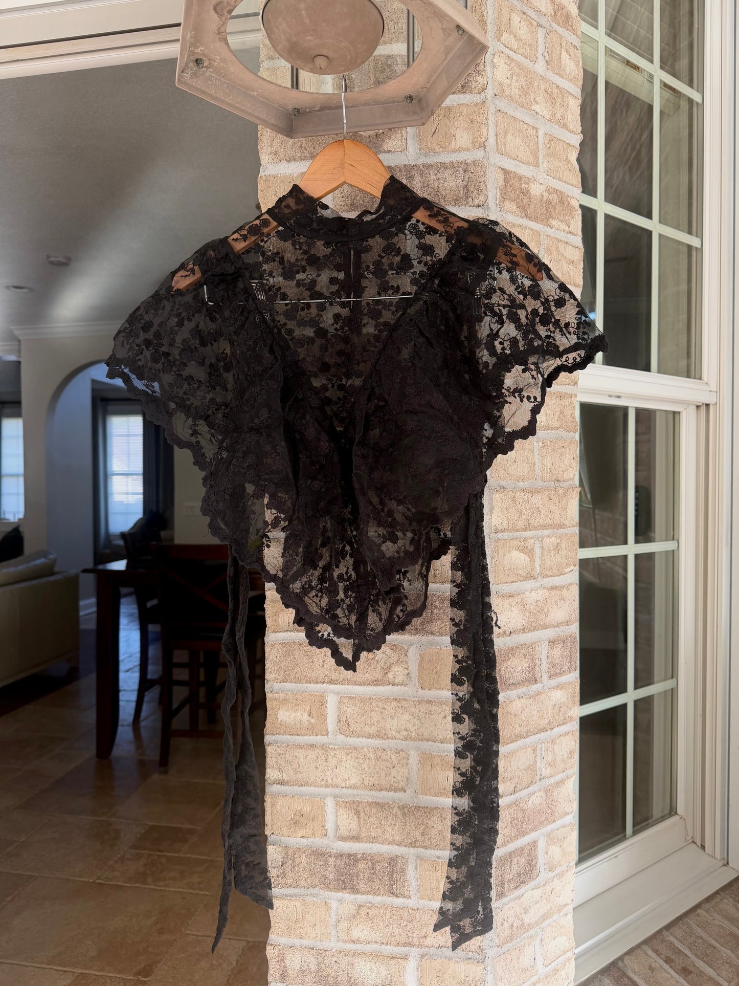 Abigail Mesh Ruffle Triangle Cape