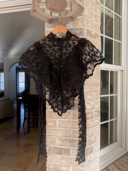 Abigail Mesh Ruffle Triangle Cape