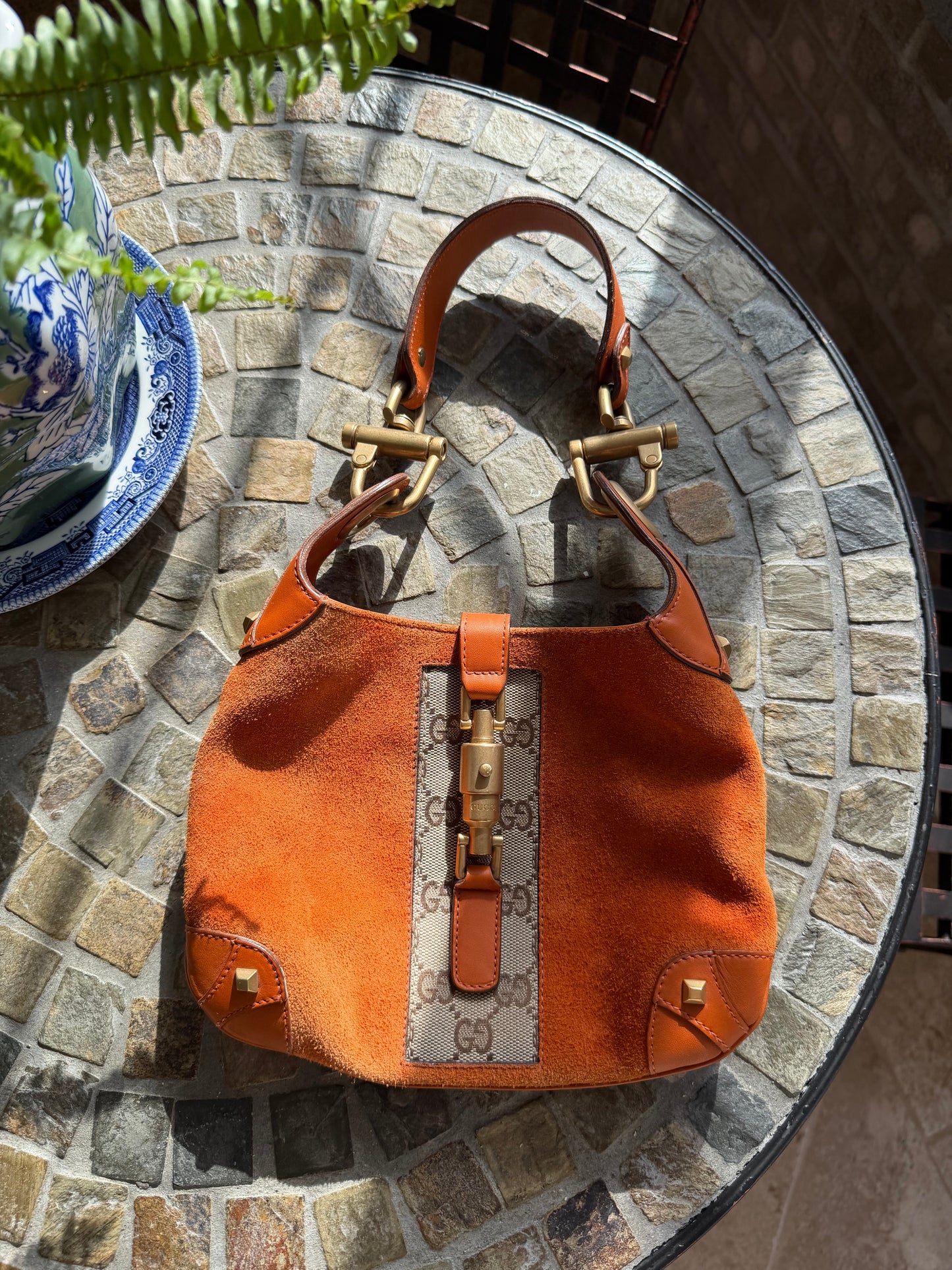 Gucci Mini GG Canvas Nailhead Jackie O Bag
