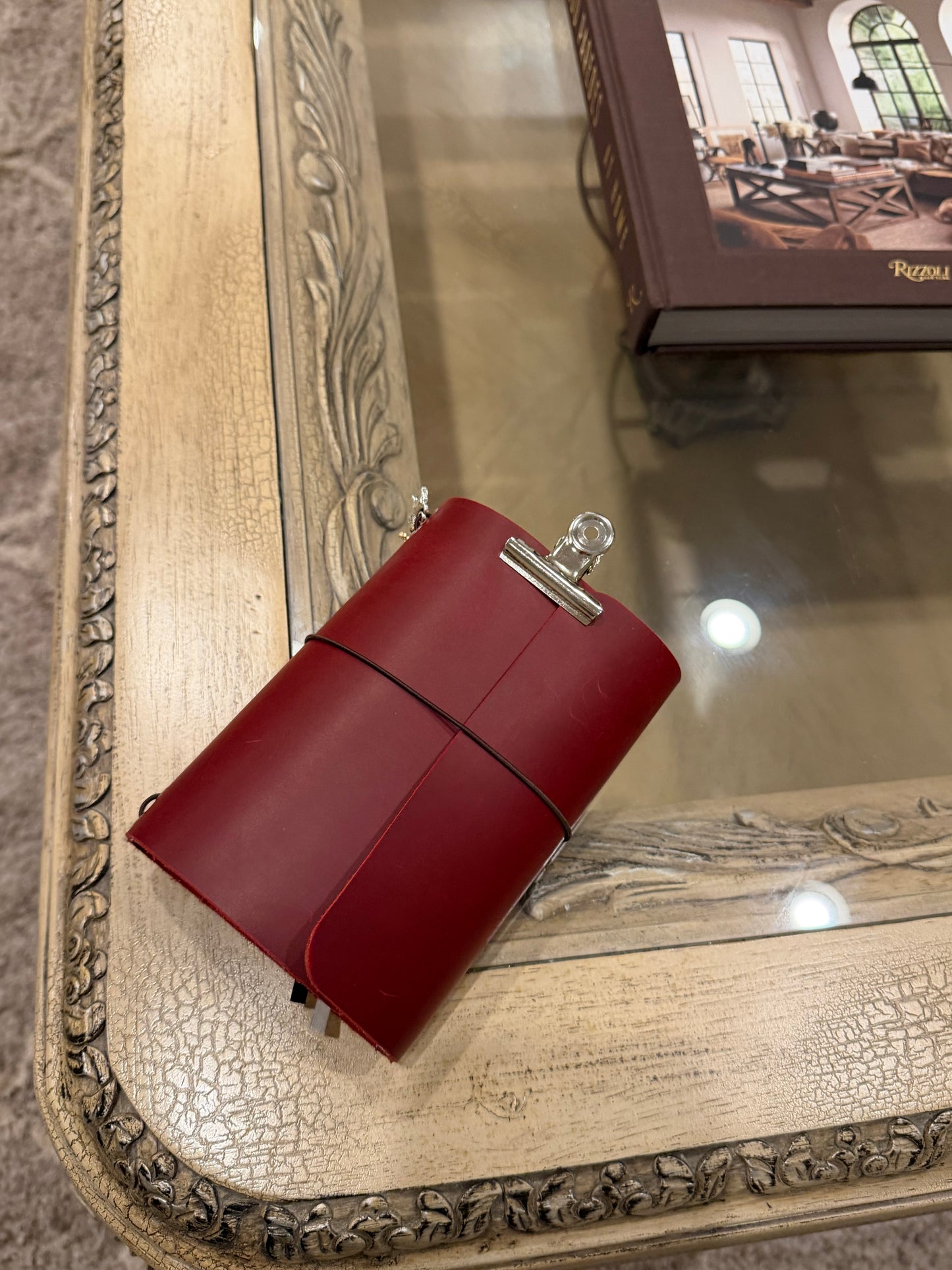 A6 Red Leather Trifold (Dog)