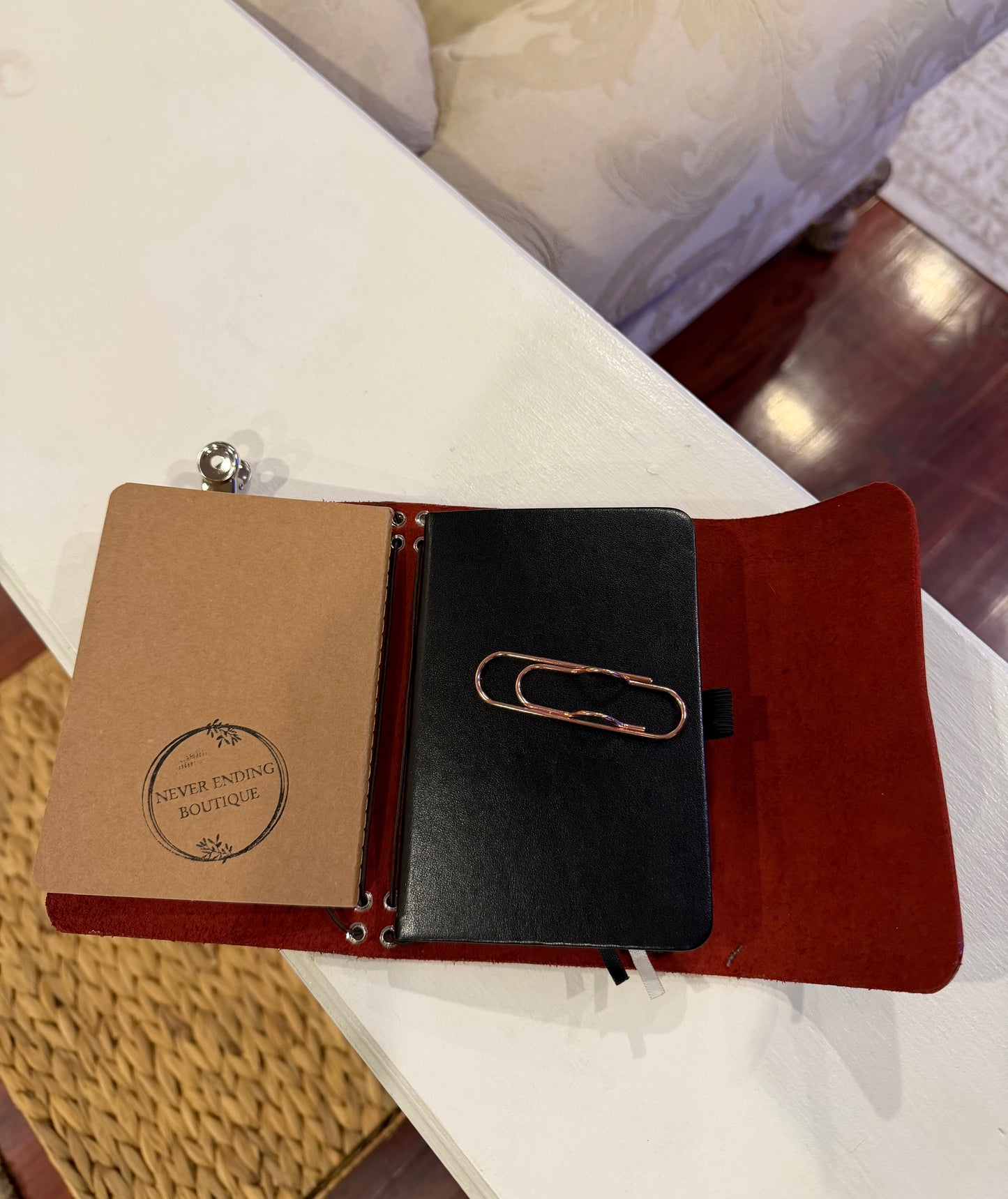 A6 Red Leather Trifold (Dog)