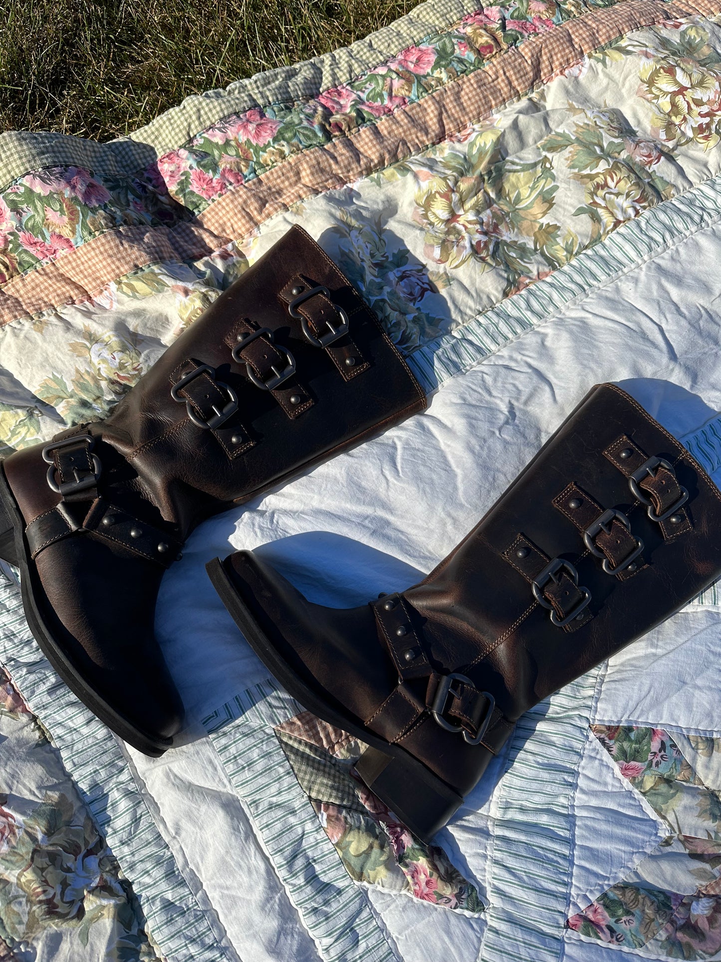 Genuine Leather Motto Boots