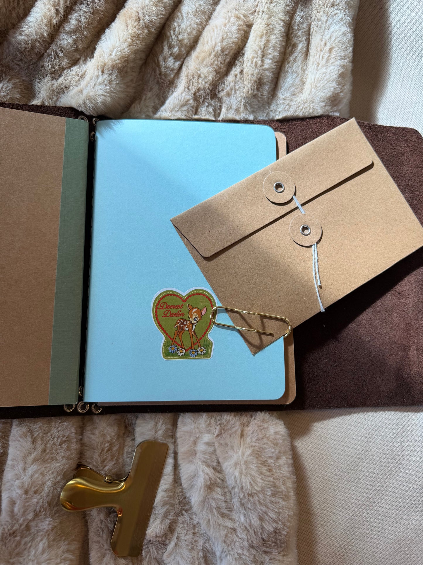 A5 Cowhide Leather Trifold Journal (Swallow Bird)