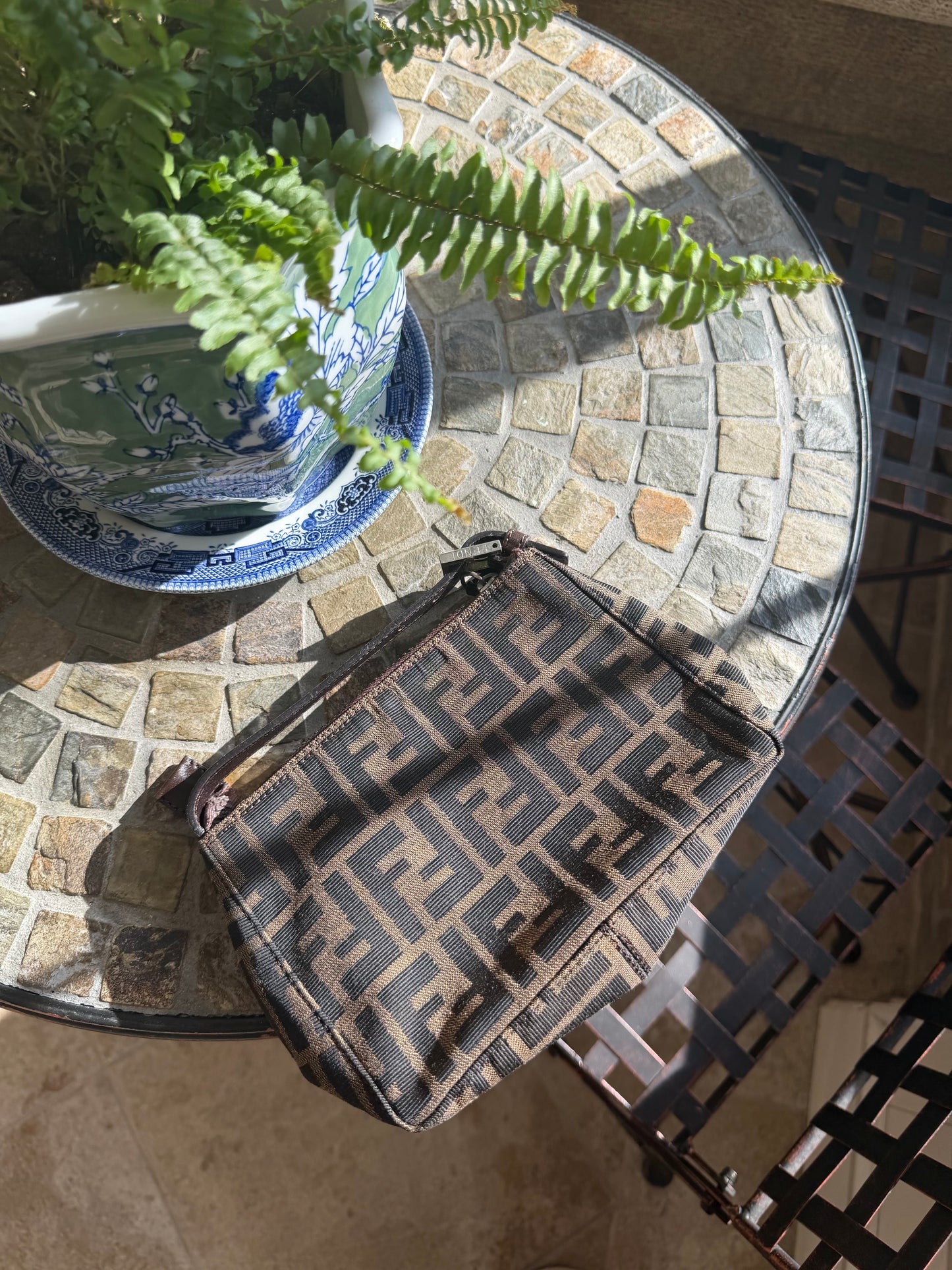 FENDI Zucca Canvas Cosmetic
Pouch Bag