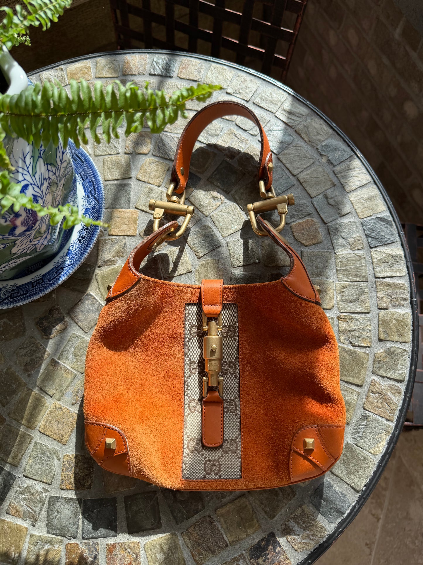 Gucci Mini GG Canvas Nailhead Jackie O Bag