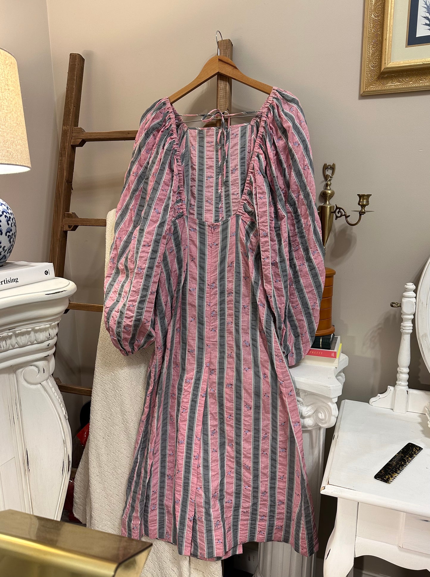 Ganni Open Back Puff Sleeve Dress