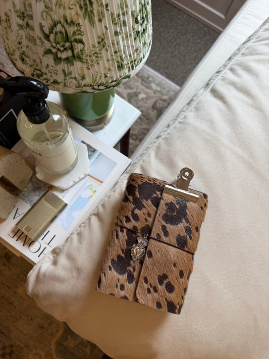 A6 Cowhide Leather Trifold Journal (Heart)