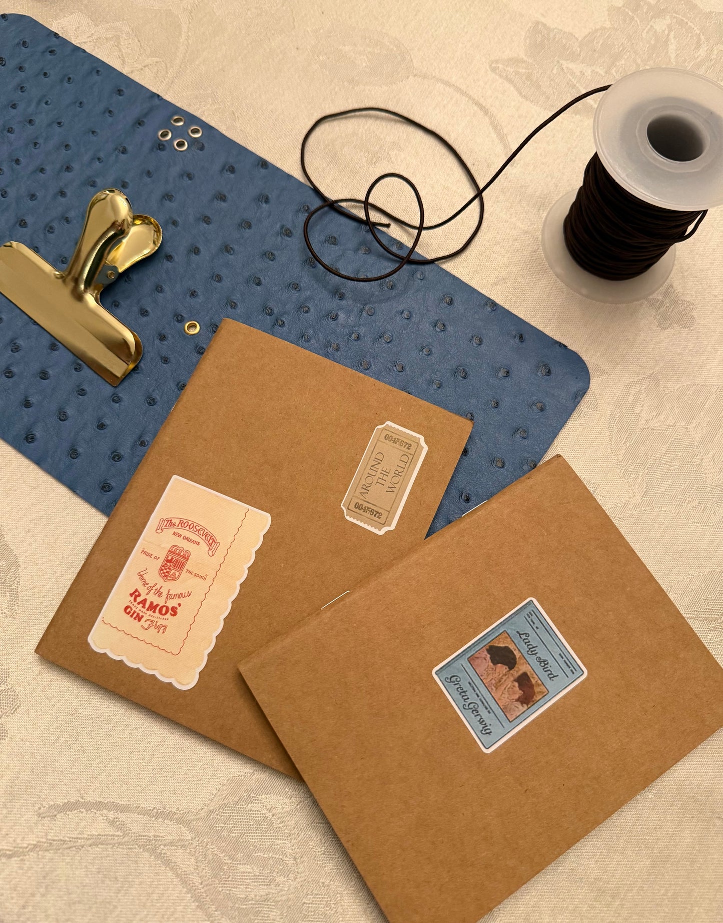 A6 Lady Bird Ostrich Faux Leather Trifold