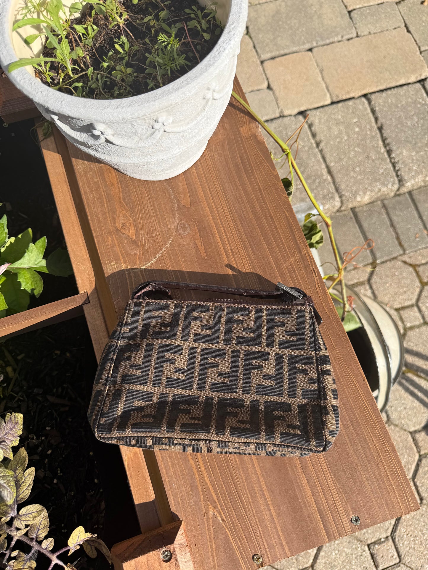 FENDI Zucca Canvas Cosmetic
Pouch Bag
