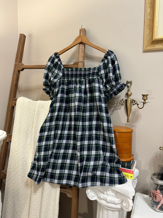 Plaid Puff Sleeve Dress