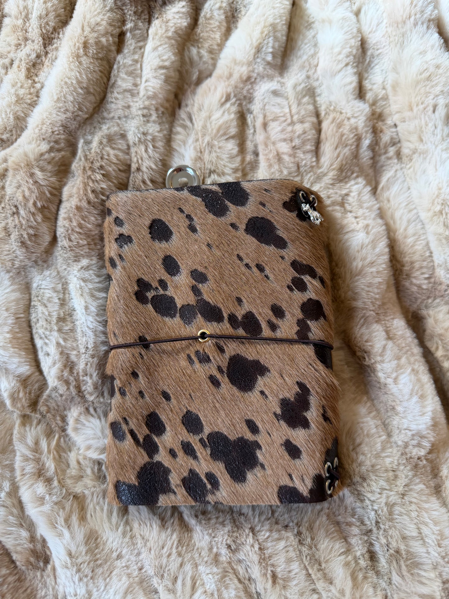 A6 Cowhide Leather Trifold Journal (Heart)