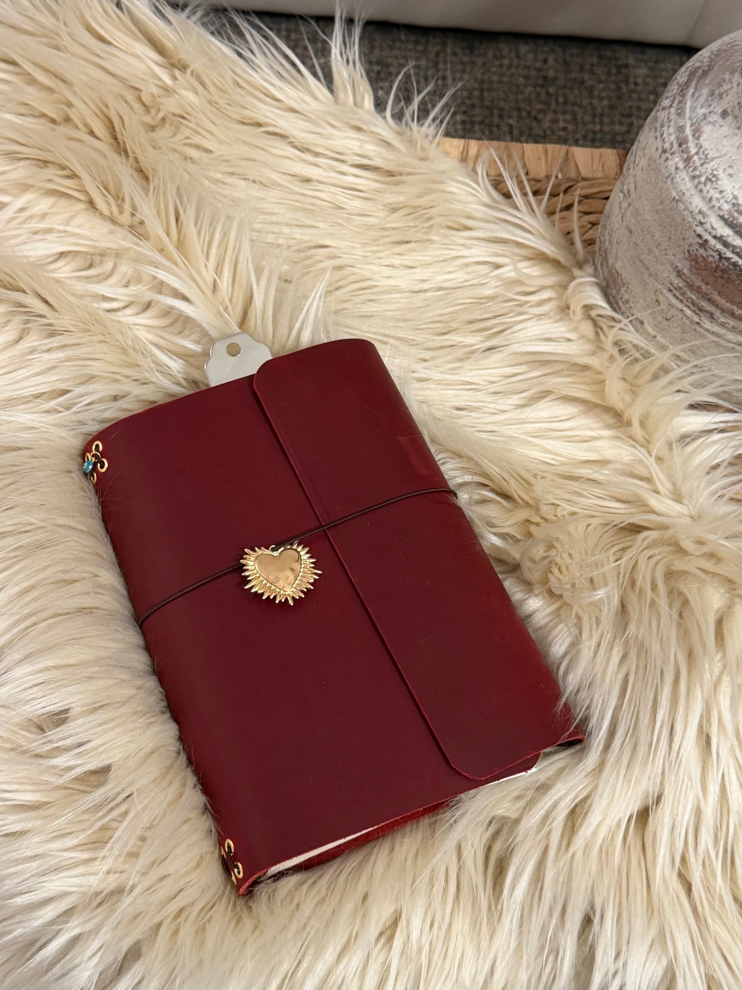 A5 Red Leather Trifold (Heart)