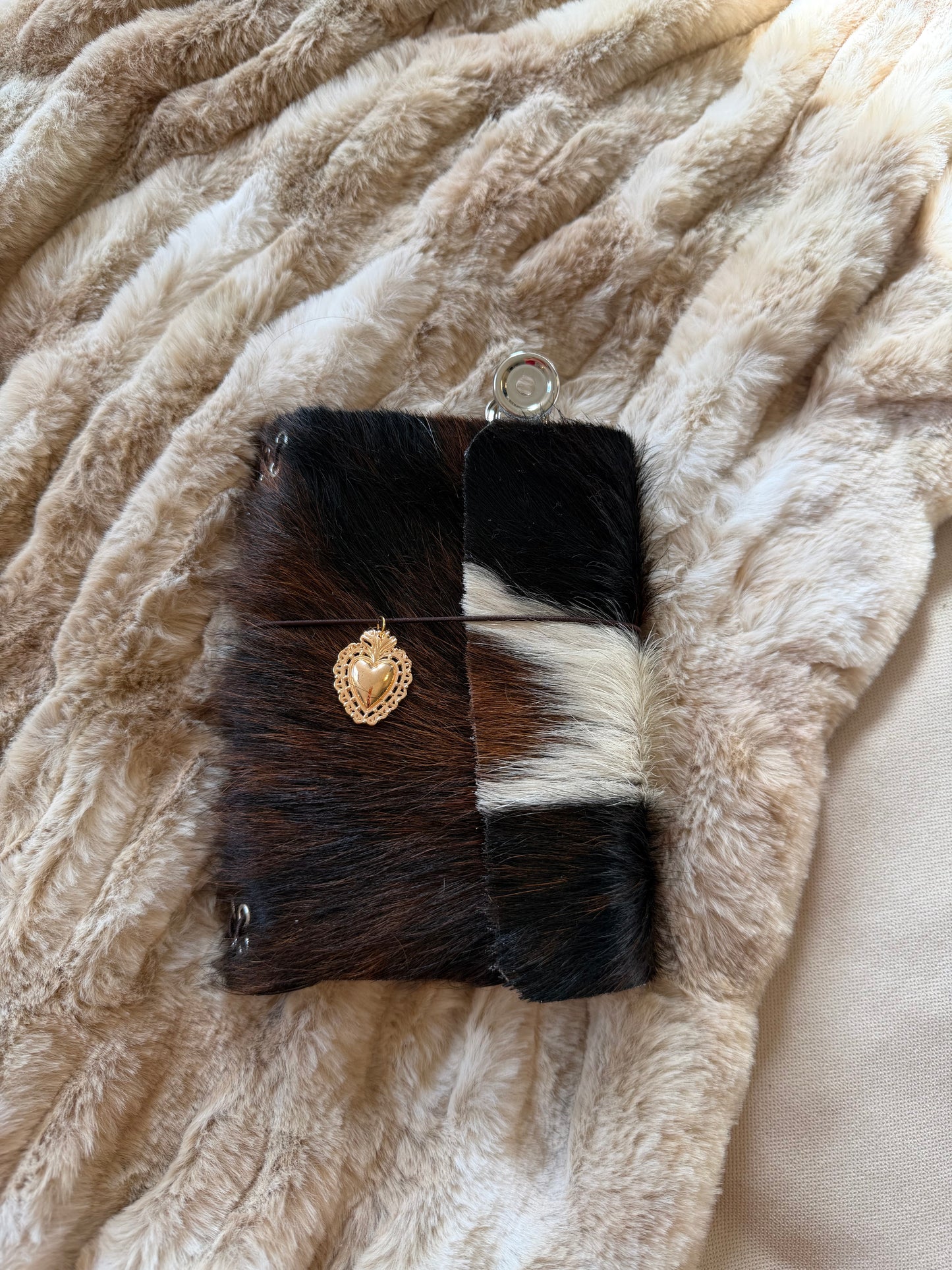 A6 Cowhide Leather Trifold Journal (Heart)