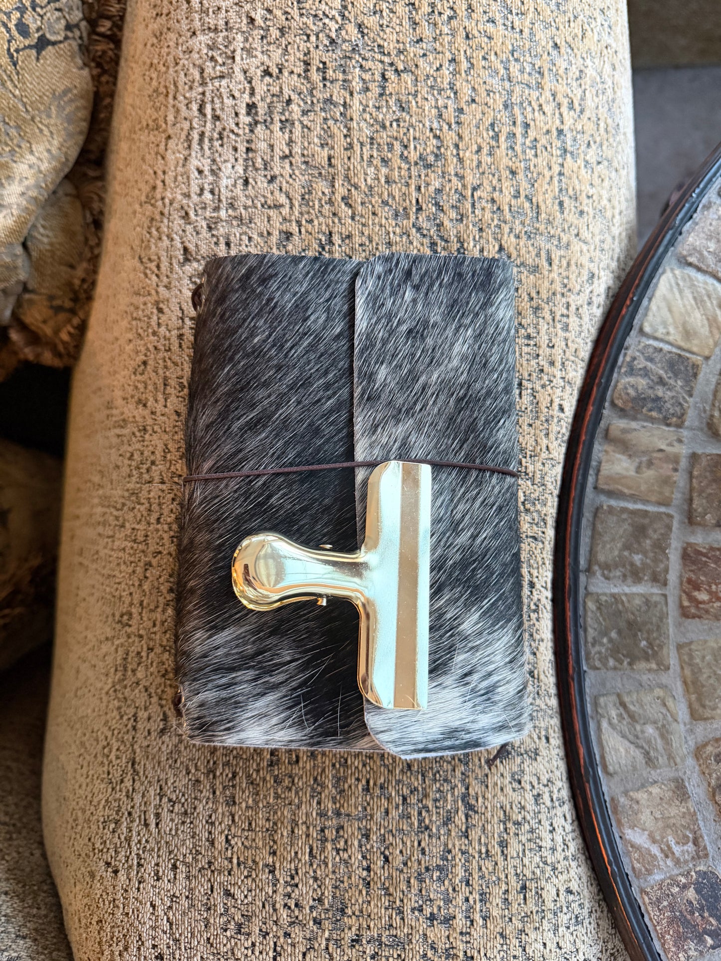 A6 Cowhide Leather Trifold