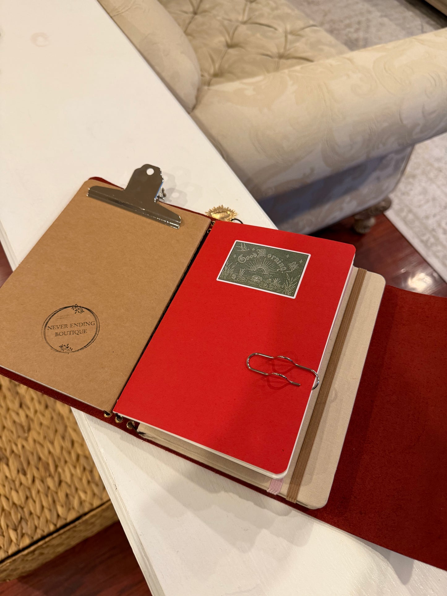 A5 Red Leather Trifold (Heart)