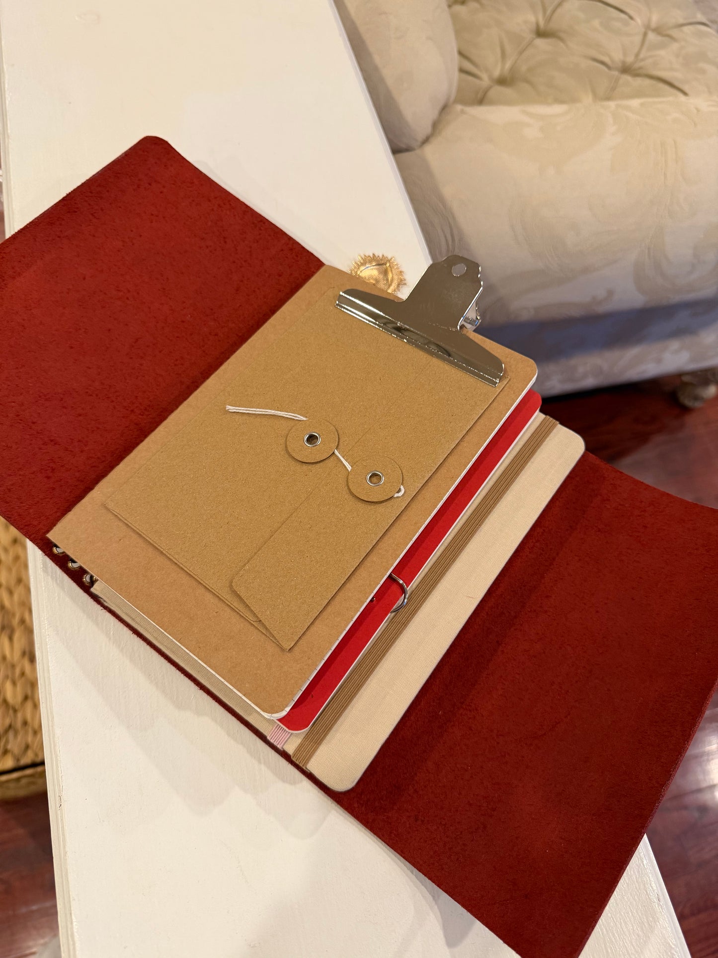 A5 Red Leather Trifold (Heart)