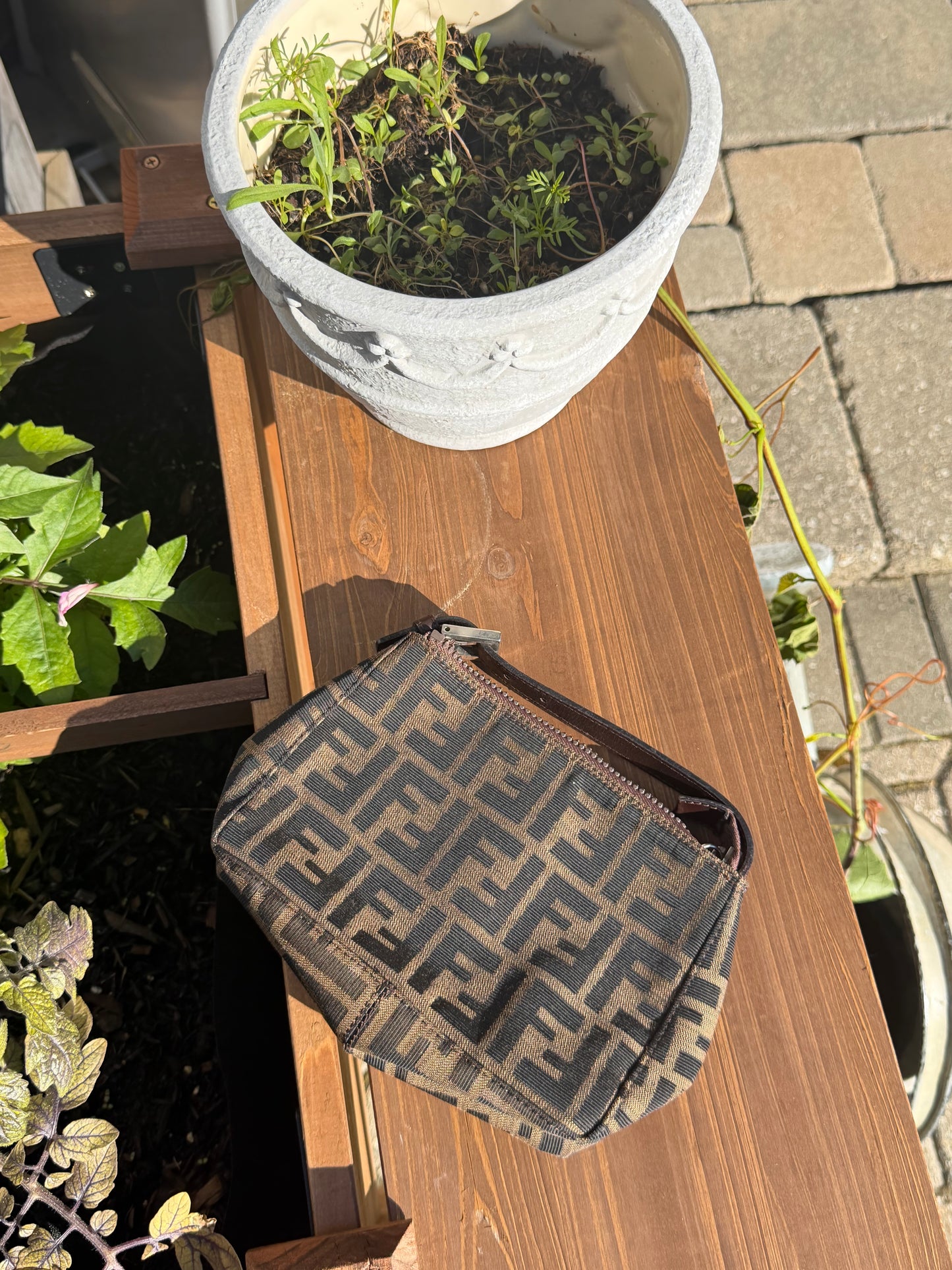 FENDI Zucca Canvas Cosmetic
Pouch Bag