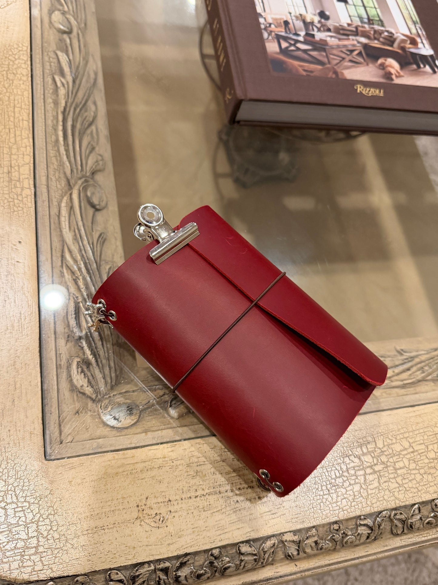 A6 Red Leather Trifold (Dog)