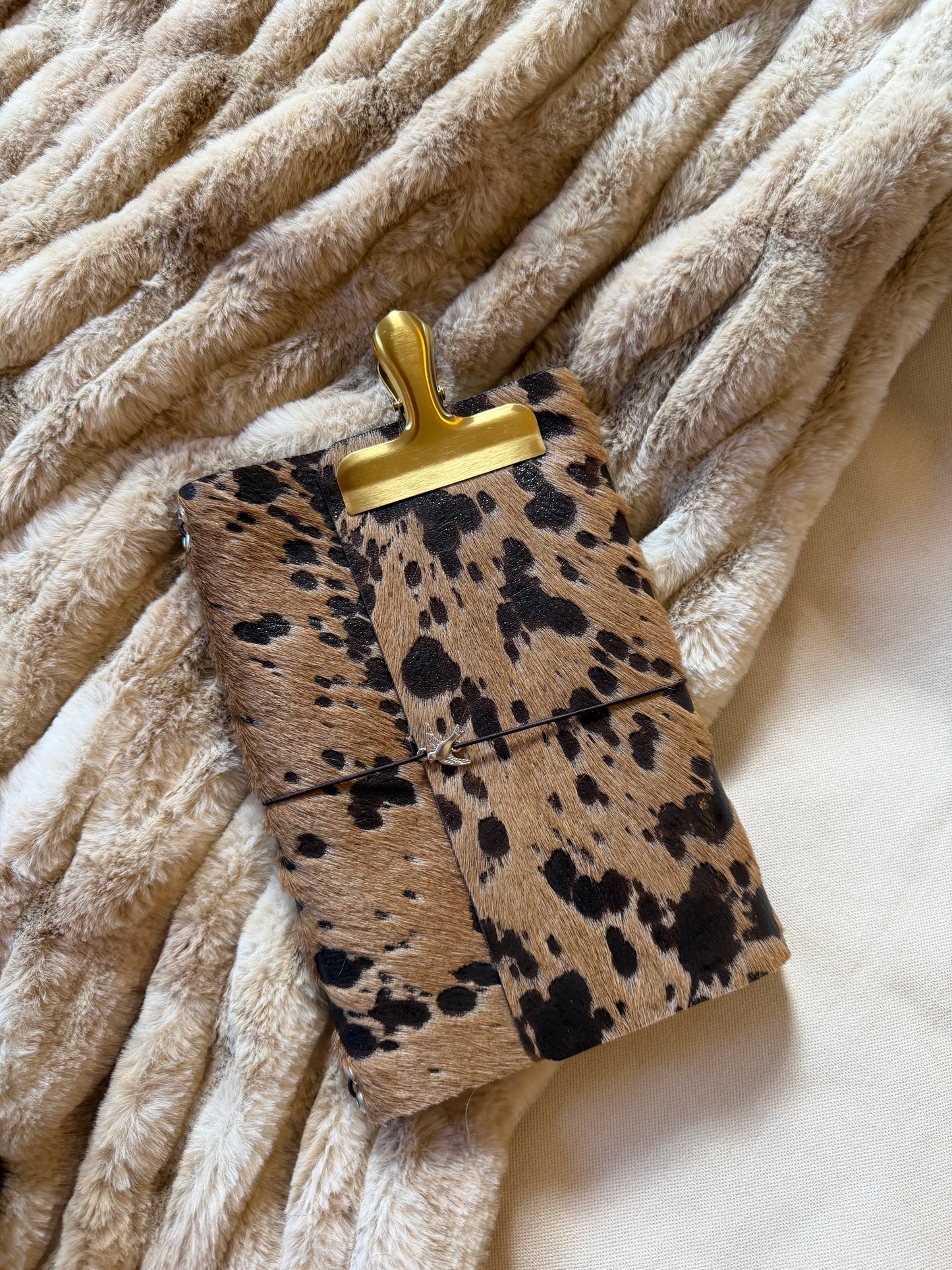 A5 Cowhide Leather Trifold Journal (Swallow Bird)
