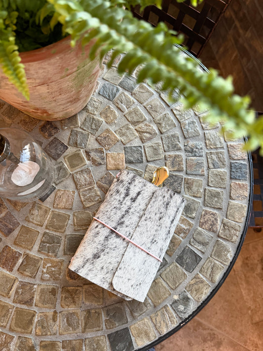 A6 Cowhide Leather Trifold