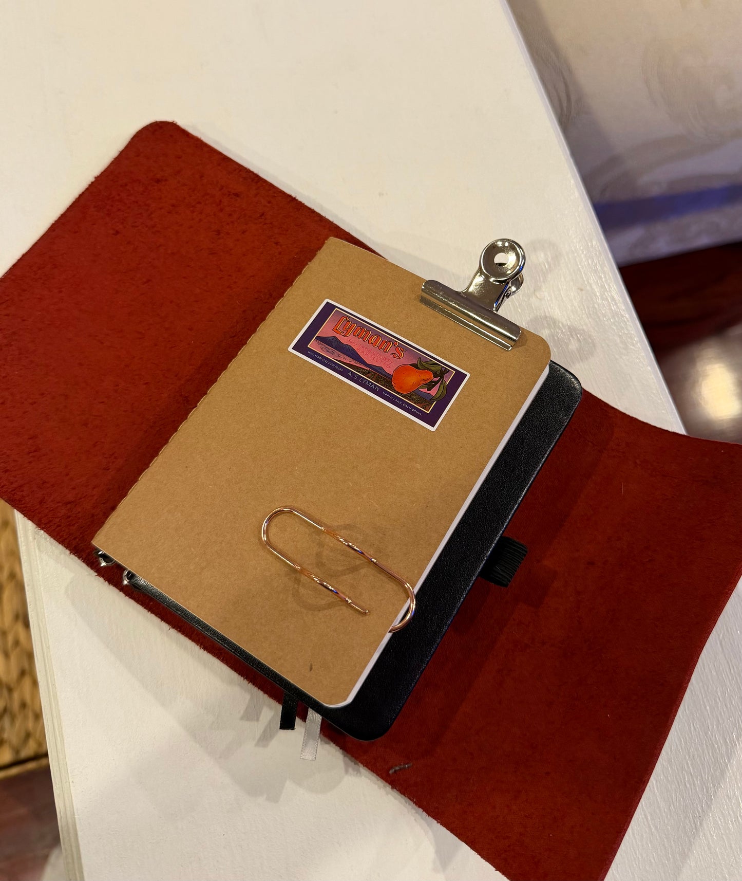 A6 Red Leather Trifold (Dog)
