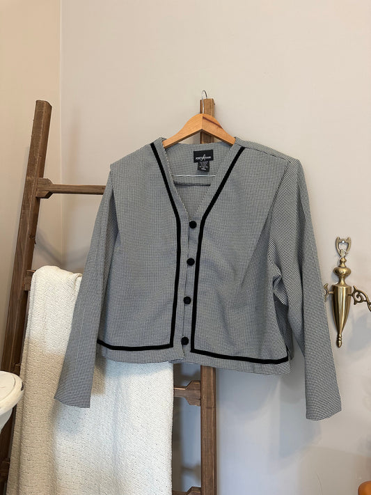 Cropped Blazer with Shoulder Pads