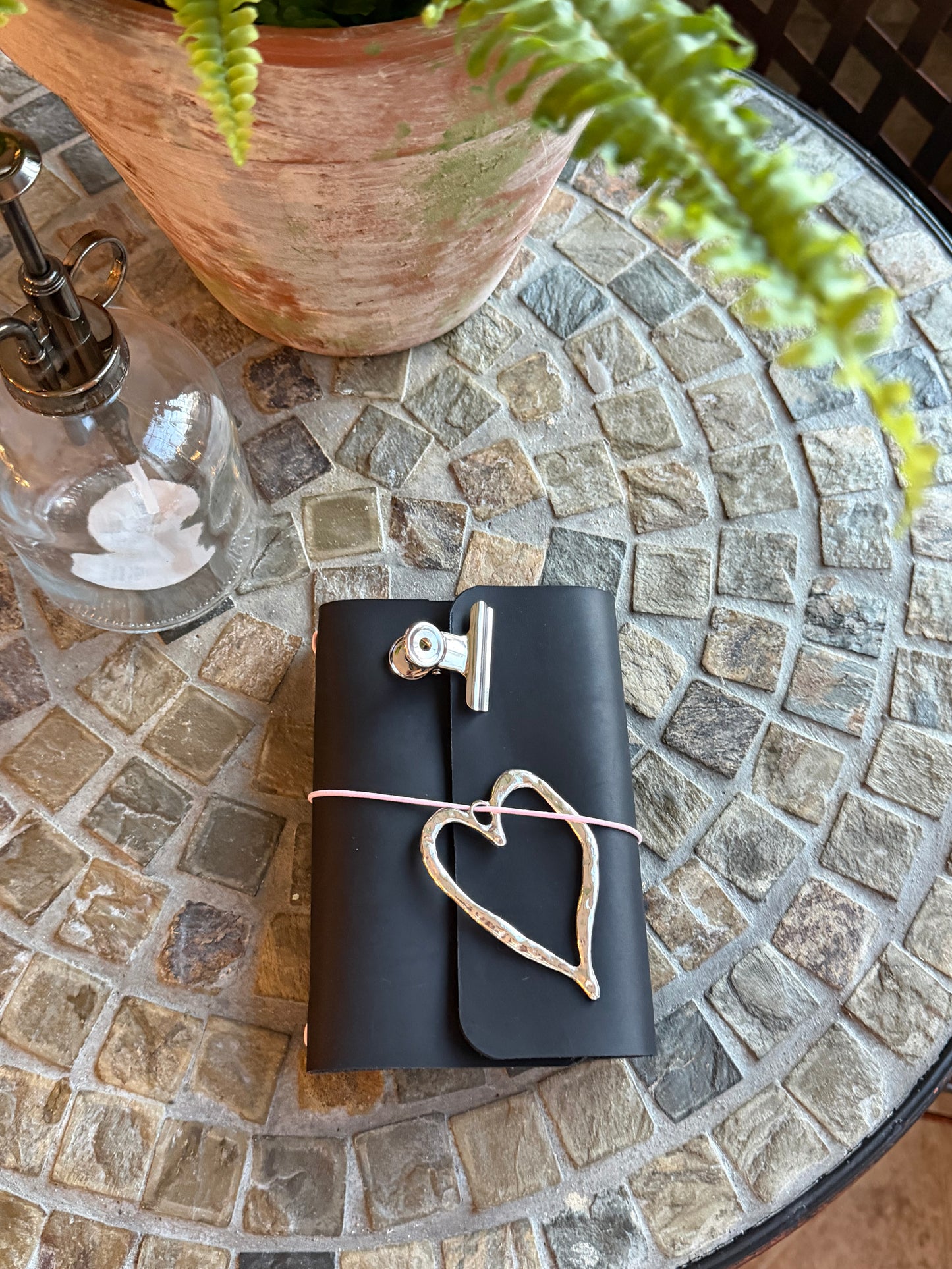 A6 Black Leather Trifold