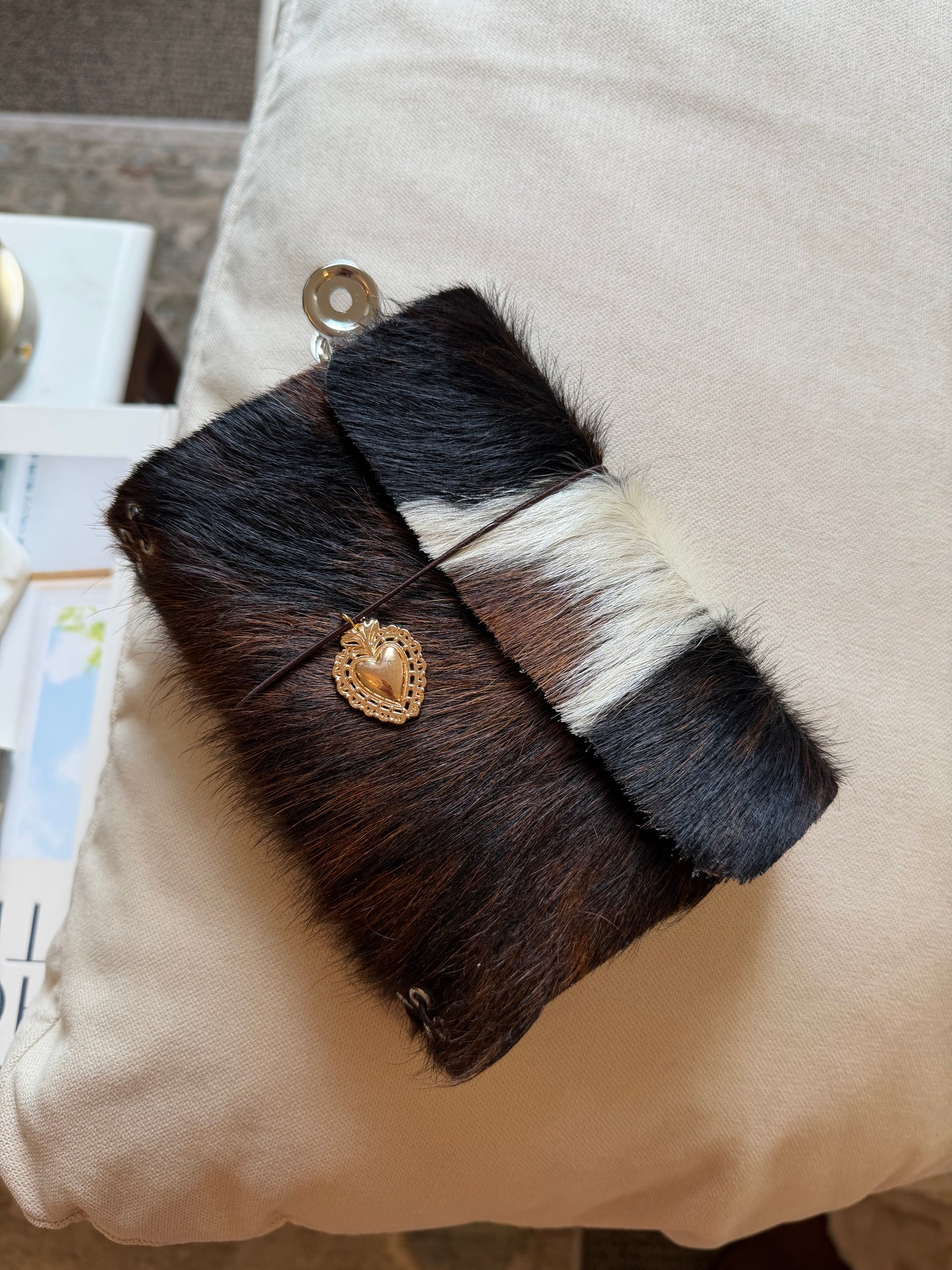 A6 Cowhide Leather Trifold Journal (Heart)