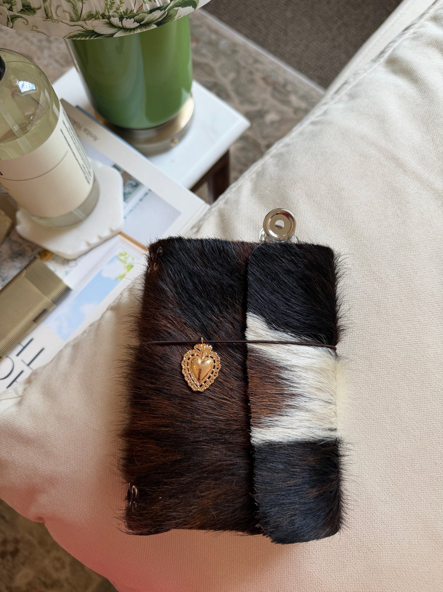 A6 Cowhide Leather Trifold Journal (Heart)