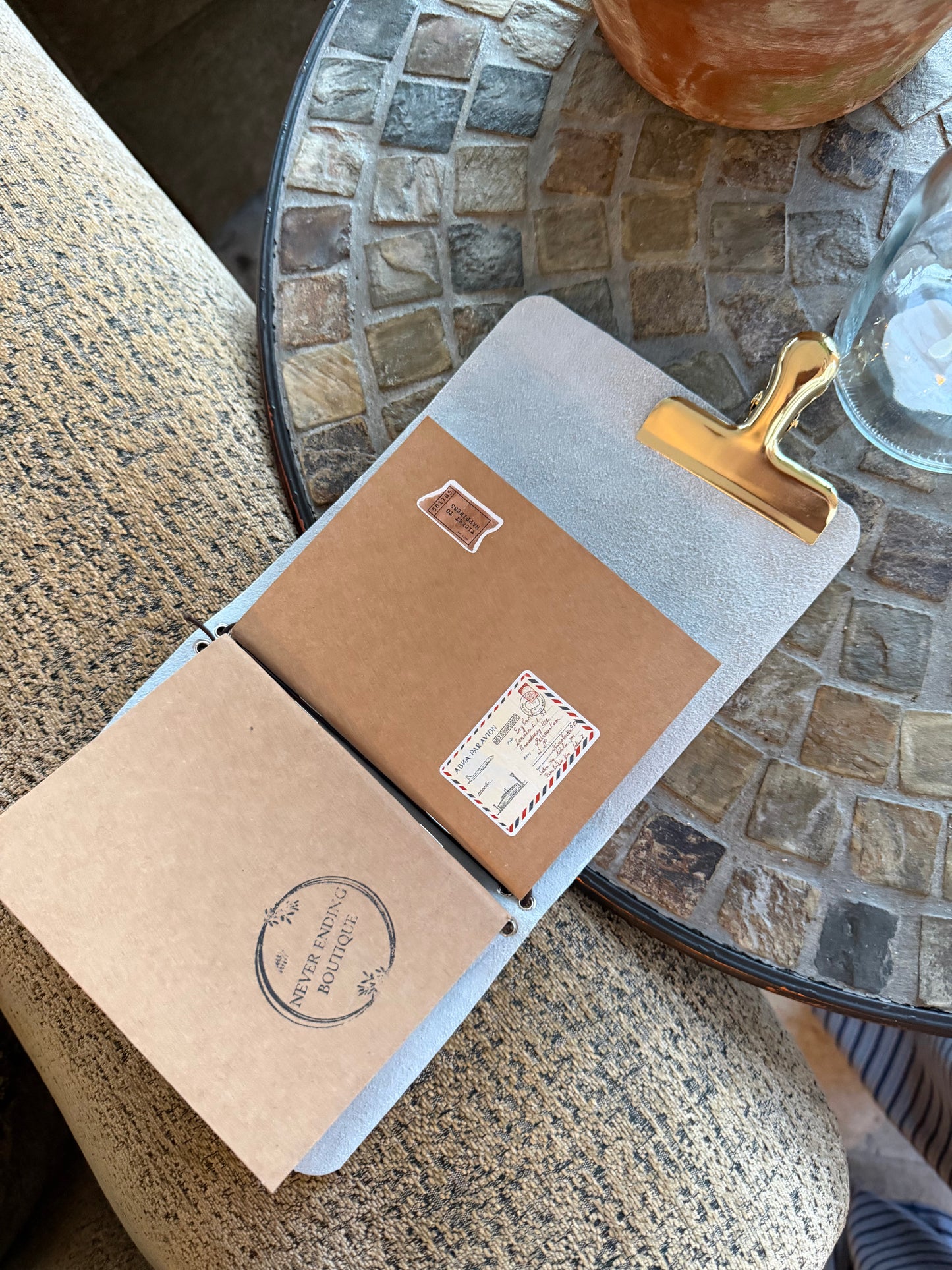 A6 Cowhide Leather Trifold