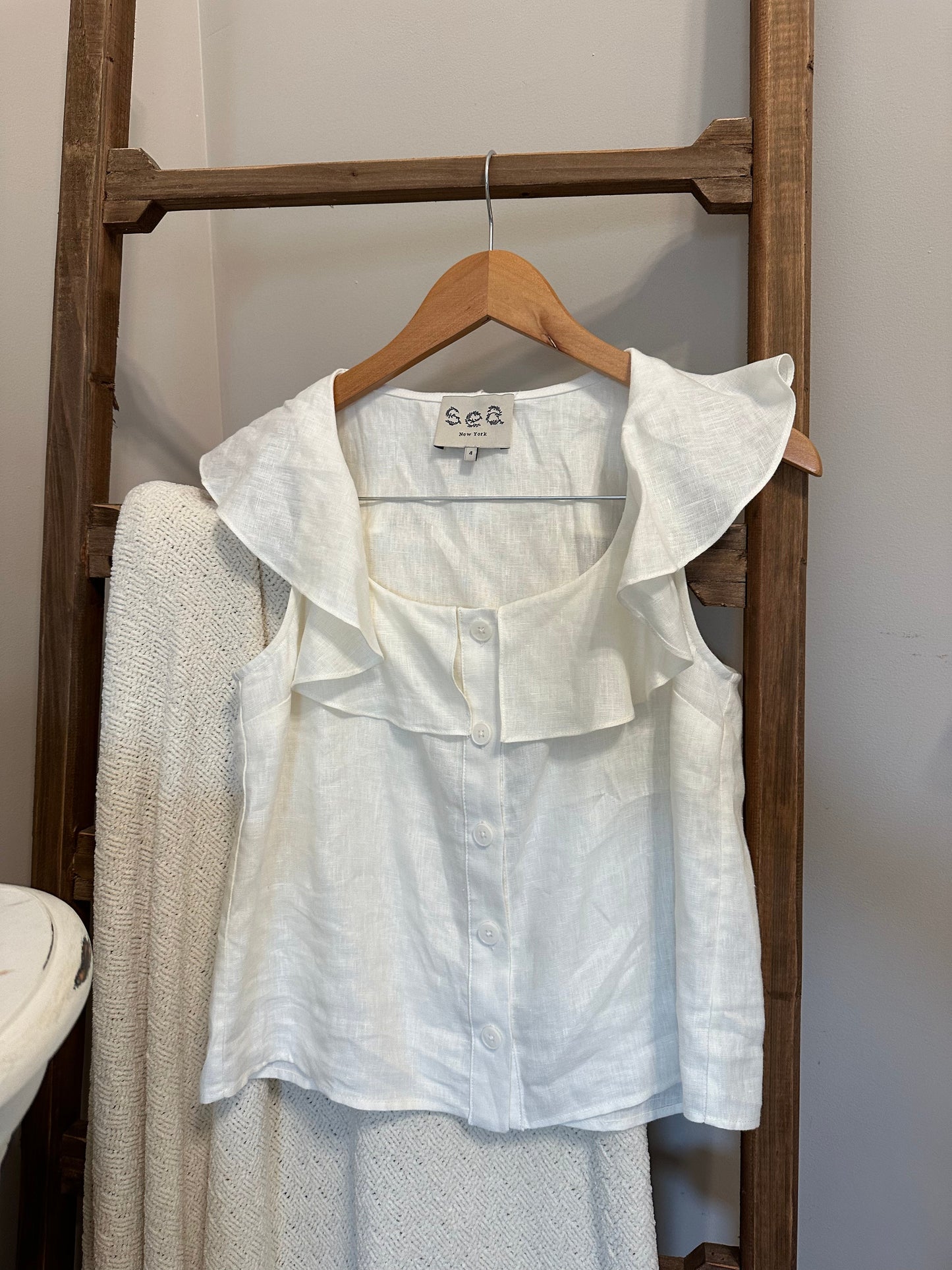 Sea New York Linen Square Neckline Top