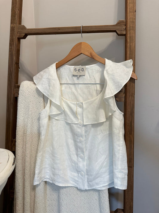 Sea New York Linen Square Neckline Top