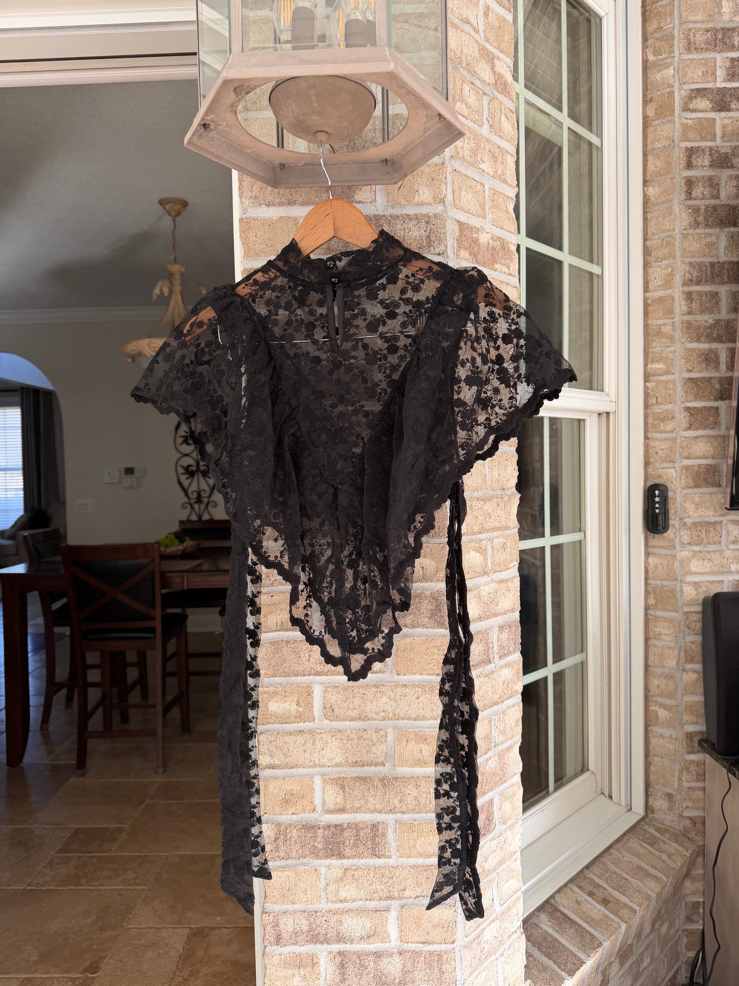 Abigail Mesh Ruffle Triangle Cape