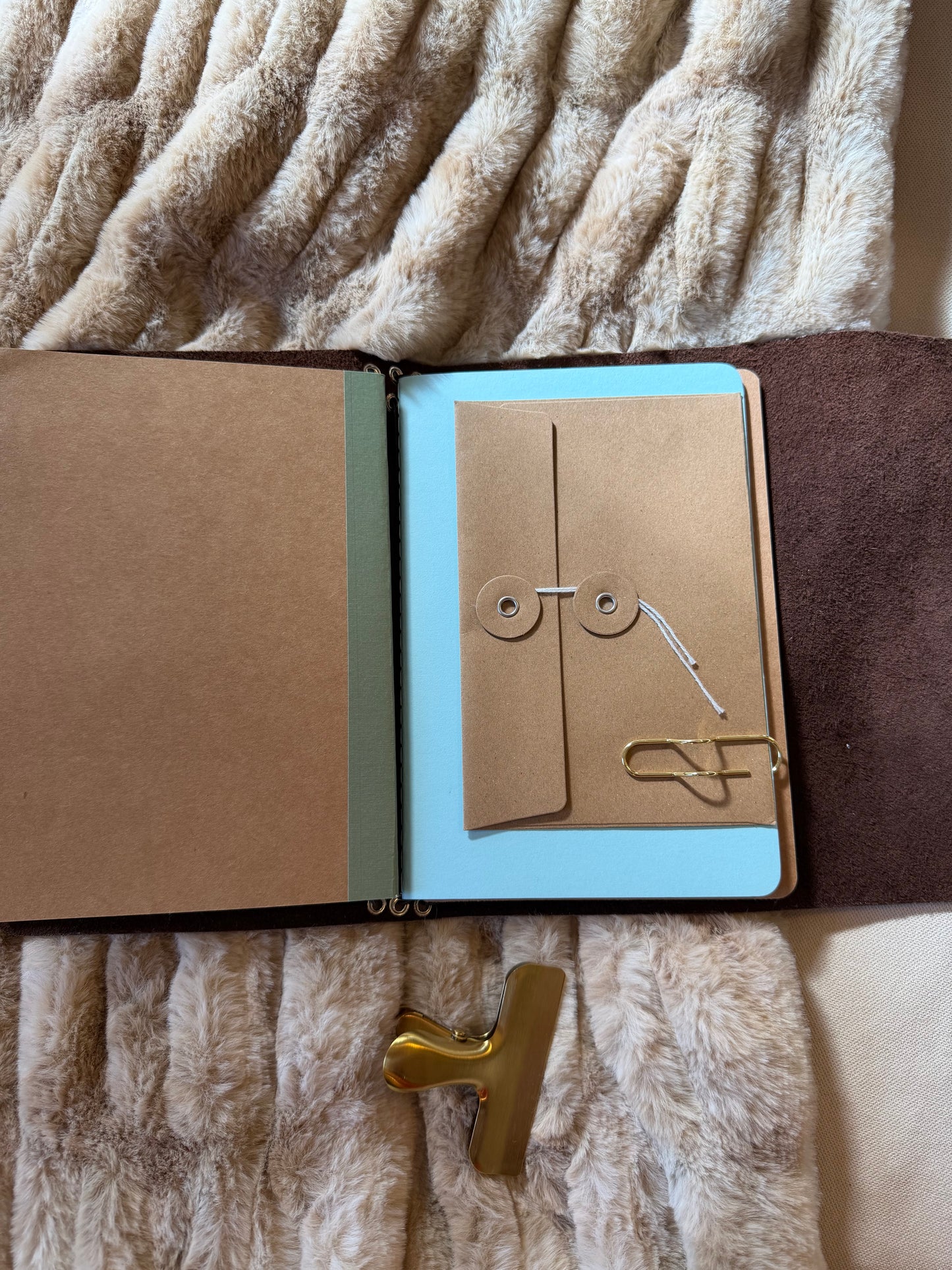 A5 Cowhide Leather Trifold Journal (Swallow Bird)