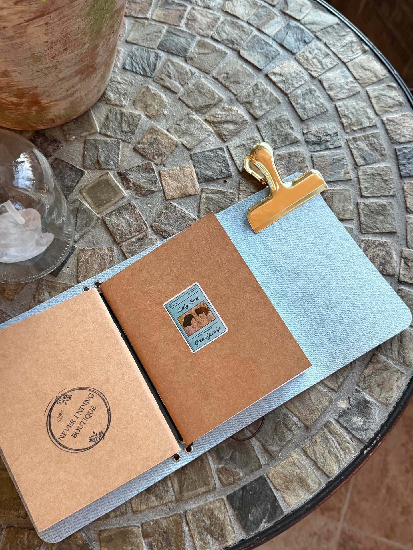 A6 Lady Bird Ostrich Faux Leather Trifold