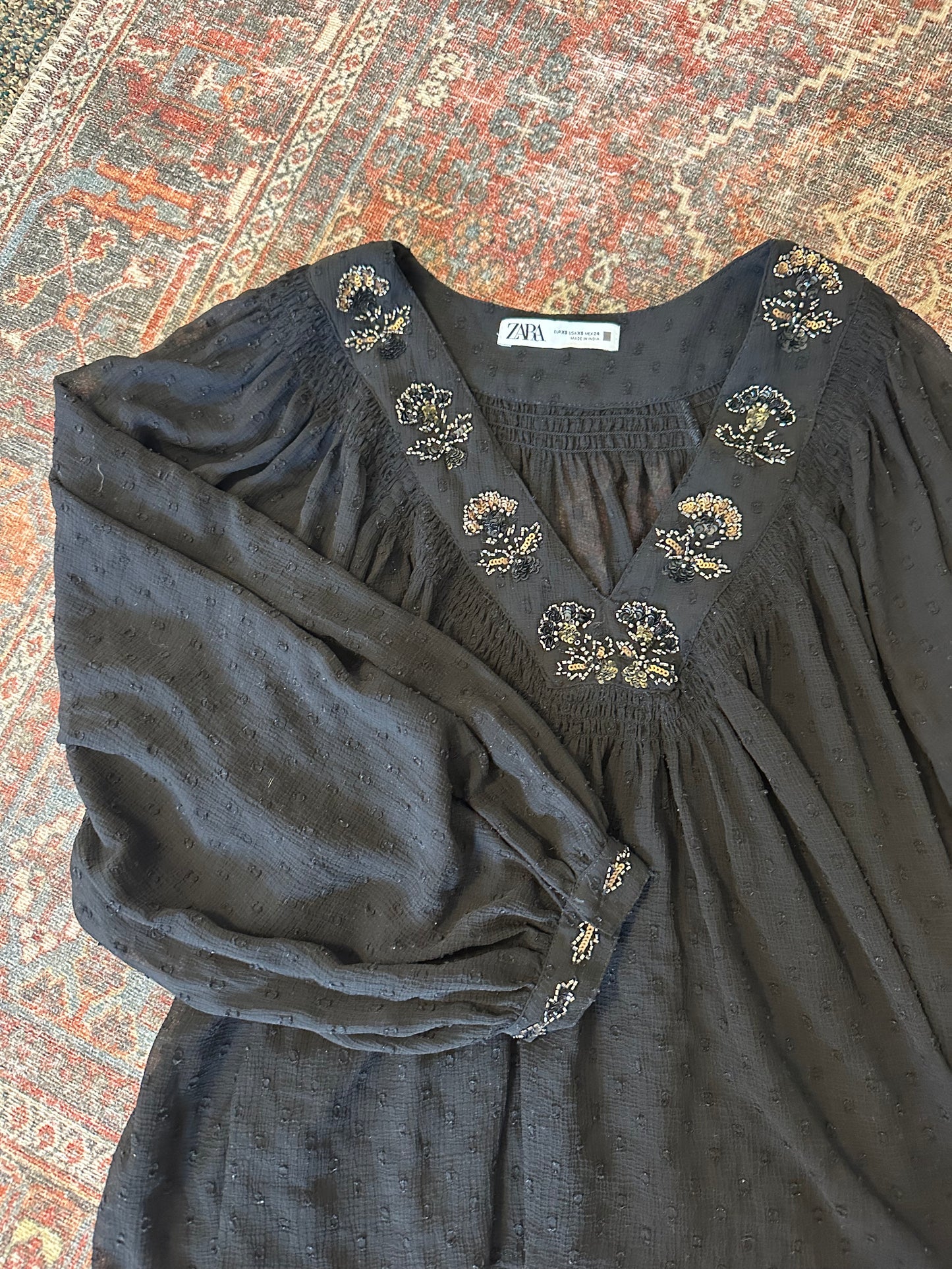 Zara Mesh Puff Sleeve Top