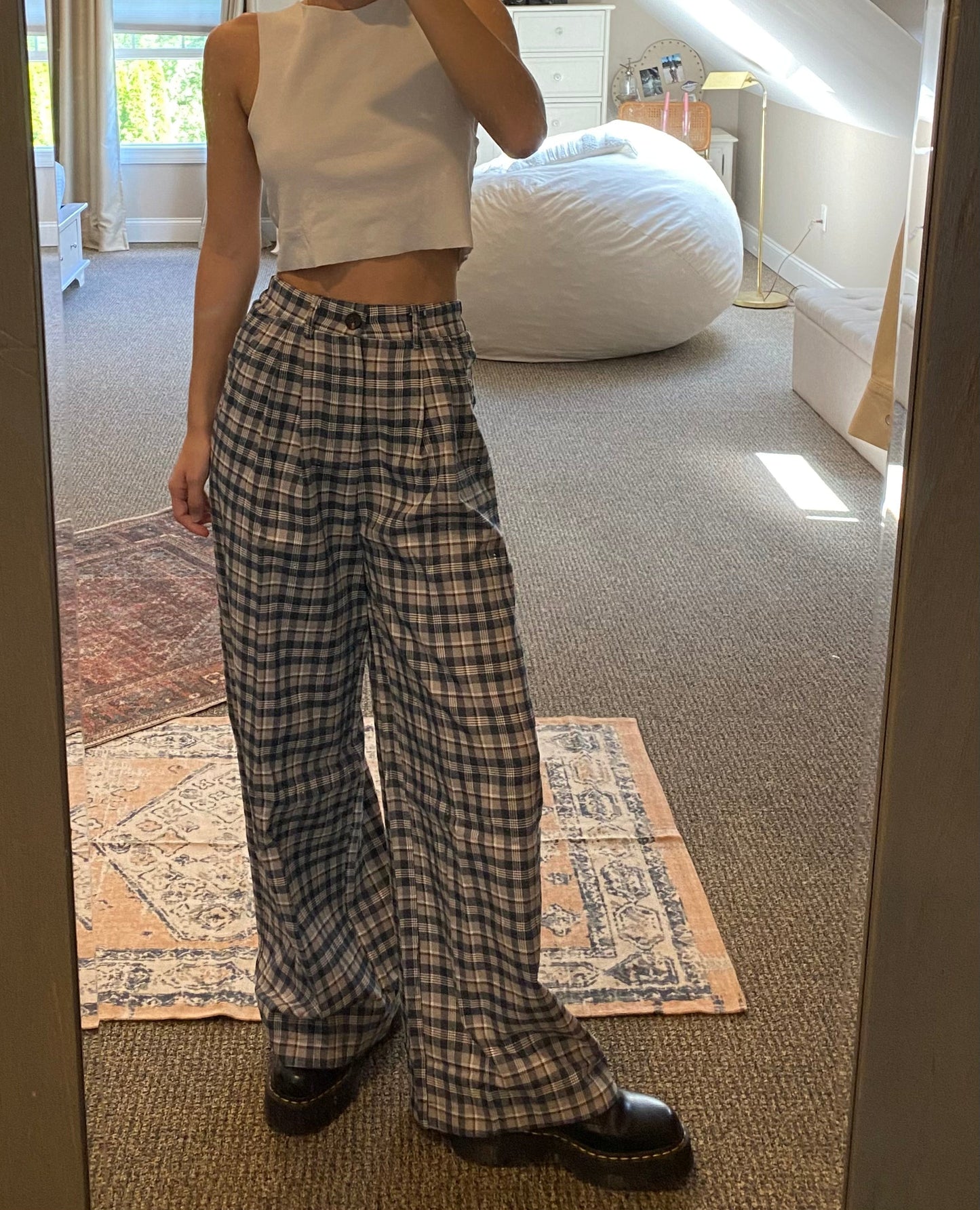 Plaid Wide Leg Pants