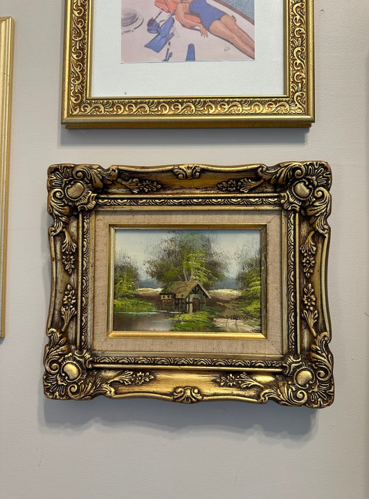 Landscape Painting with Gold Frame