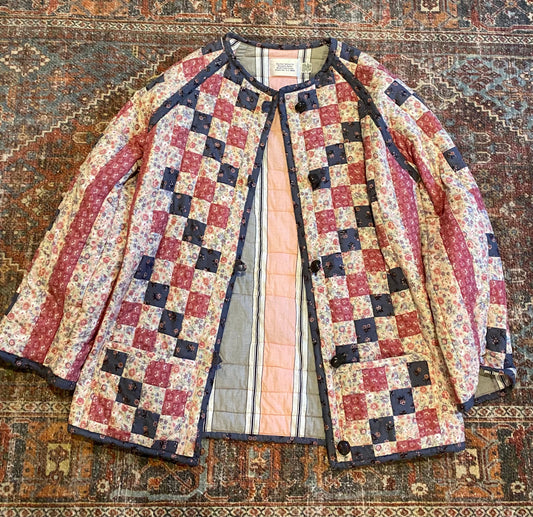 Vintage Patchwork Machine Quilted Jacket Cardigan Sweater