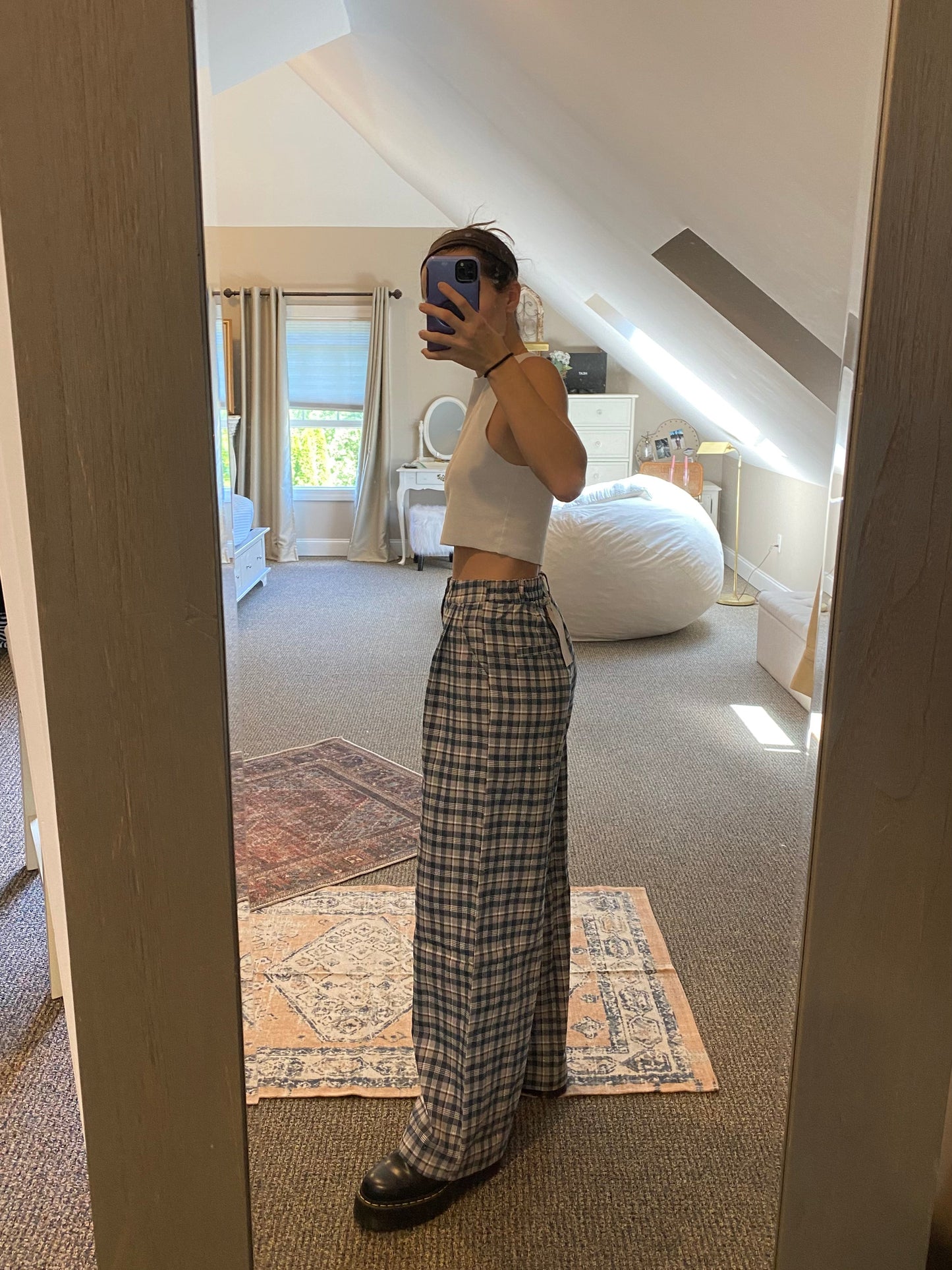 Plaid Wide Leg Pants