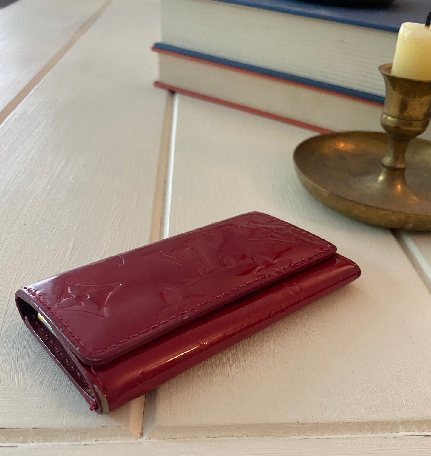 Louis Vuitton Red Patent Leather 4 Key Ring Holder