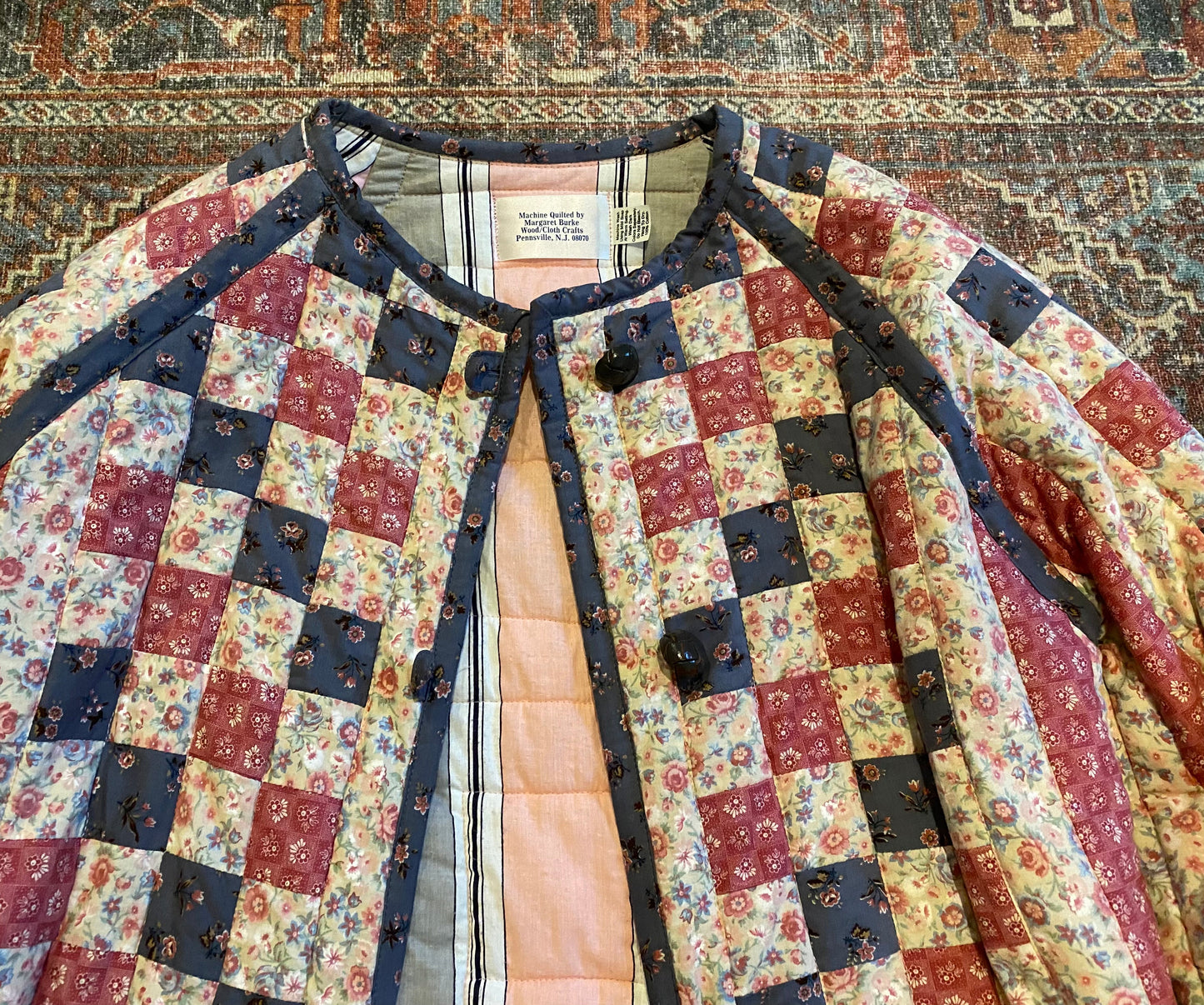 Vintage Patchwork Machine Quilted Jacket Cardigan Sweater