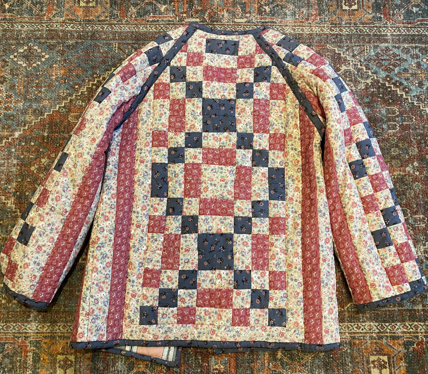 Vintage Patchwork Machine Quilted Jacket Cardigan Sweater