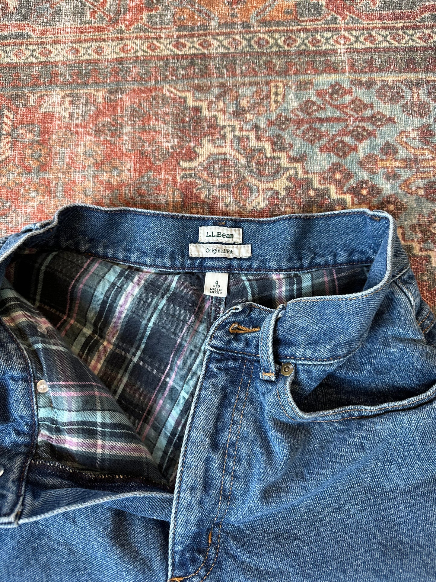 L.L.Bean Plaid Denim Jeans