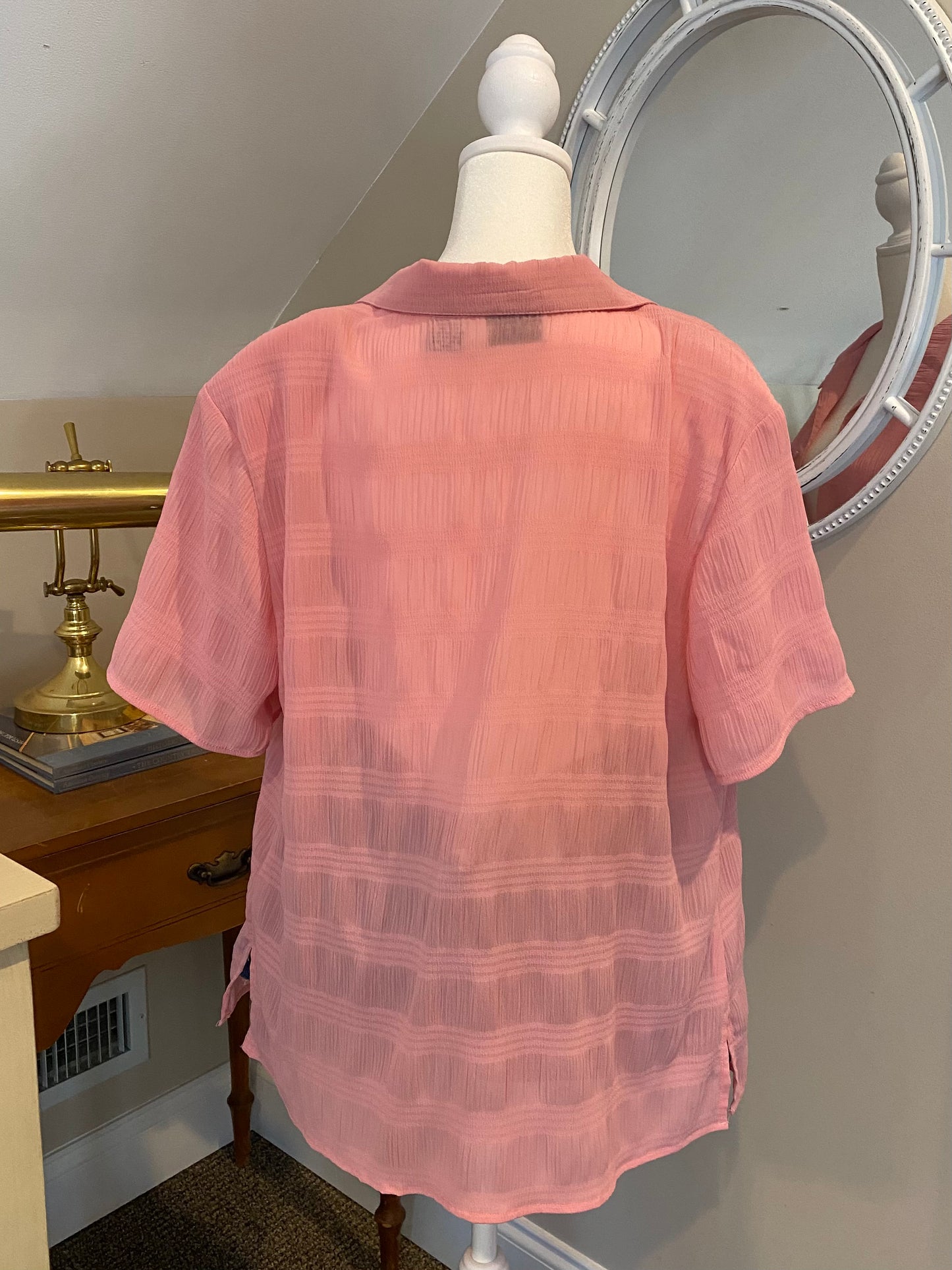 Pink Short-sleeve Button Up