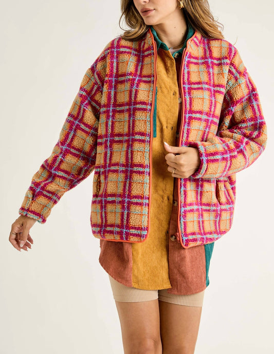 Plaid Zipper Fleece Jacket