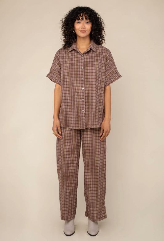 Leah Plaid Gauze Pant