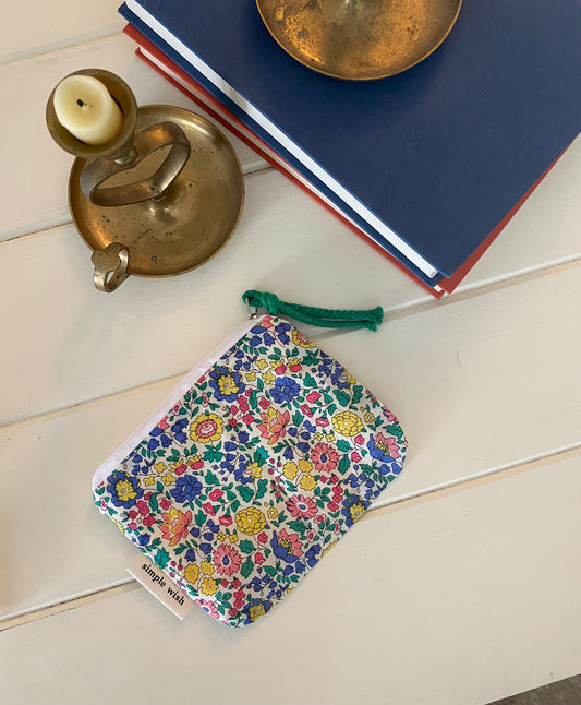 Floral “Simple Wish” Coin Pouch