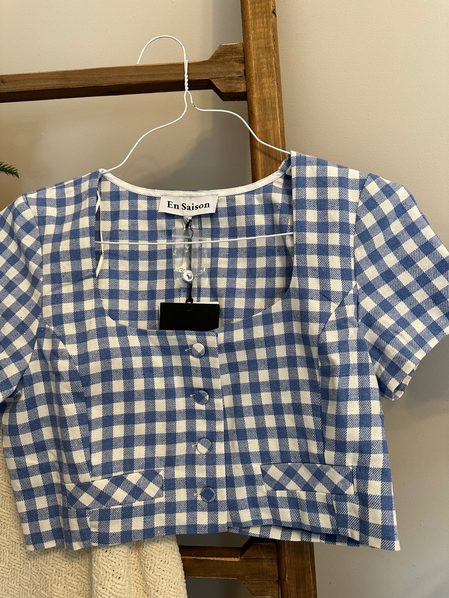 Gingham Button Up Top